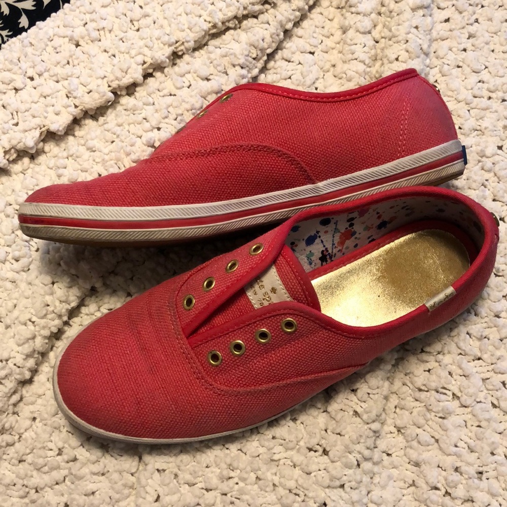 6.5 Kate Spade Keds Red W/ Gold Accents